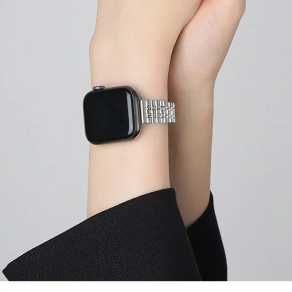 NEW Slim Strap Chain Stainless Band For Apple Watch - Silver